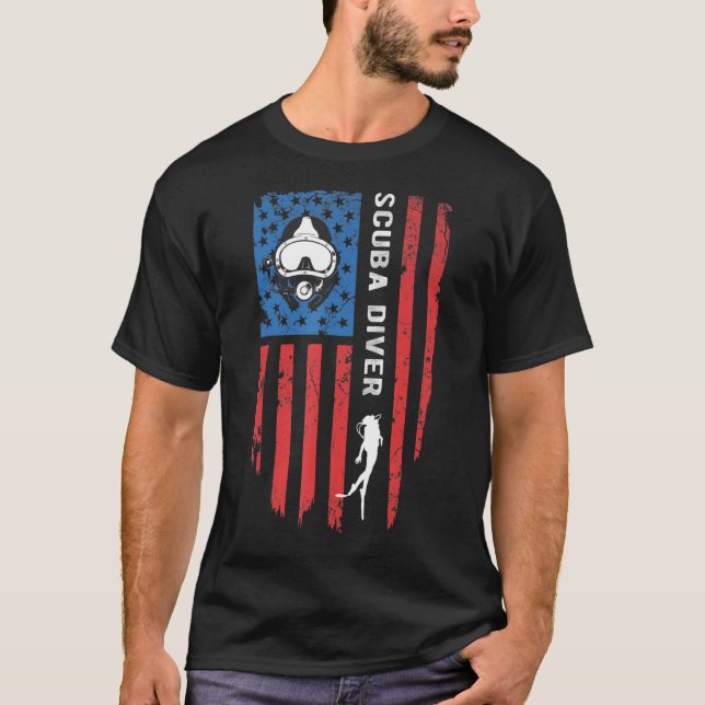 T-shirt Drapeau américain de plongée sous-marine Drapeau a (Devant)