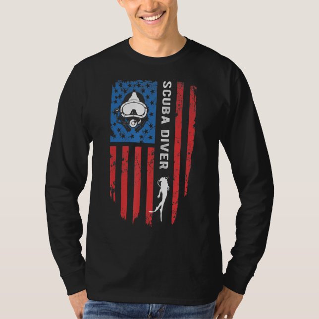 T-shirt Drapeau américain de plongée sous-marine Drapeau a (Devant)