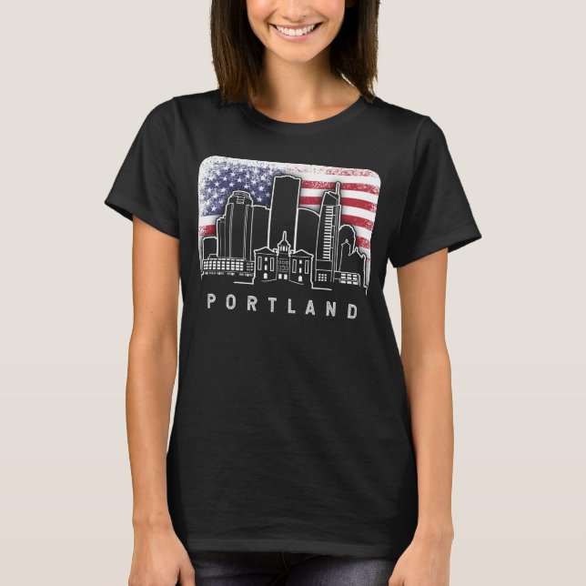 T-shirt Drapeau américain de Portland Oregon Multnomah T V (Devant)