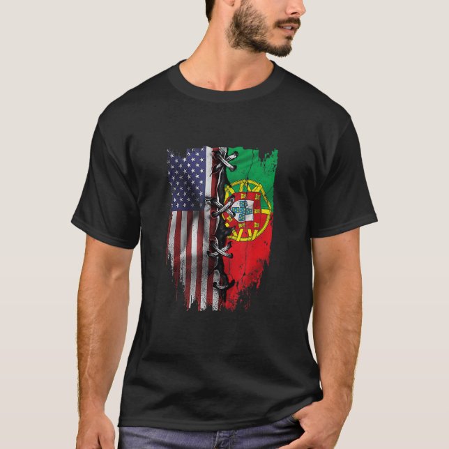 T-shirt Drapeau américain de Portugal Roots portugais cult (Devant)