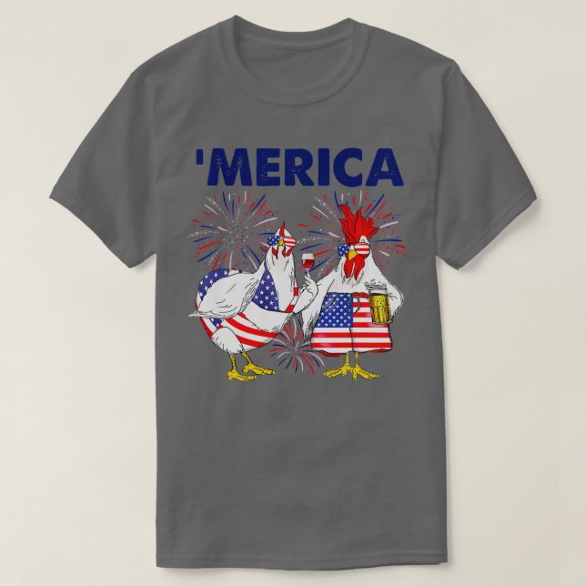 T-shirt Drapeau    américain de poulet (2)  (Design devant)