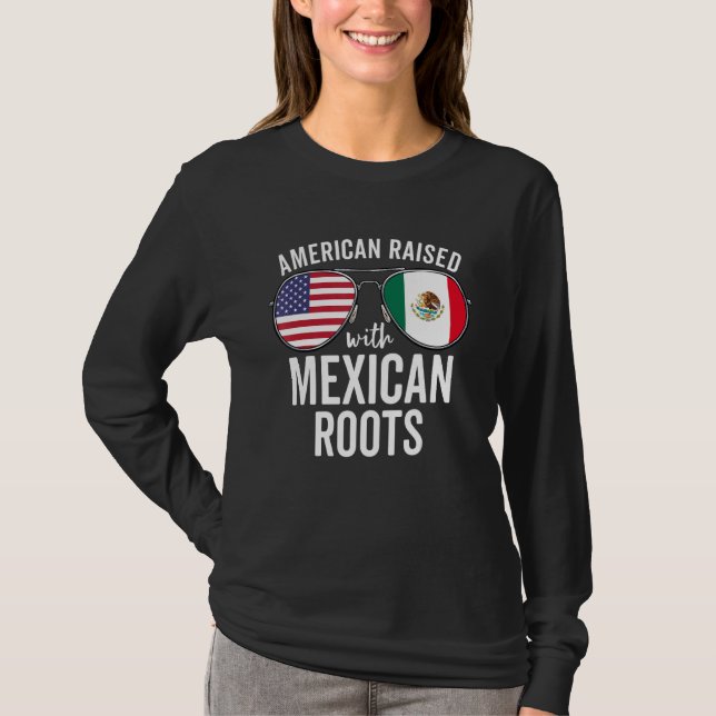 T-shirt Drapeau Américain De Racines Mexicaines Usa Mexiqu (Devant)