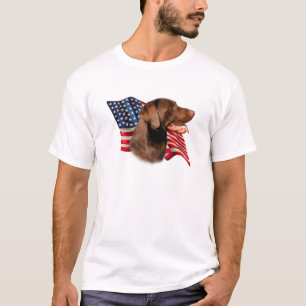 T-shirt Drapeau américain de récupération de chocolat Labr