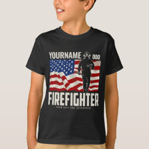 T-shirt Drapeau américain de sauvetage de pompier personna