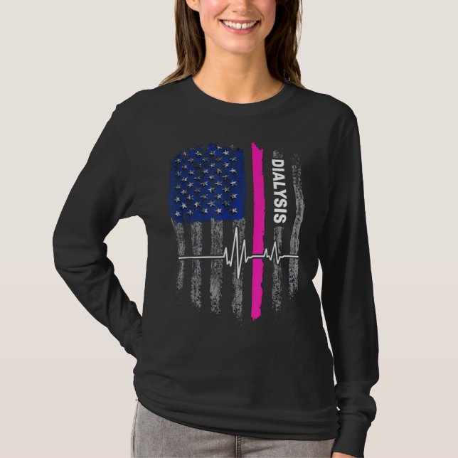 T-shirt drapeau américain de sensibilisation à la dialyse (Devant)