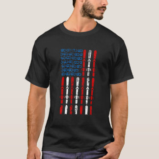T-shirt Drapeau Américain De Ski 4 Juilletpatineur Usa