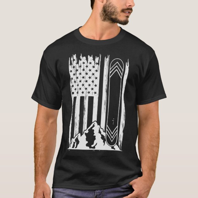 T-shirt Drapeau américain de snowboard (Devant)