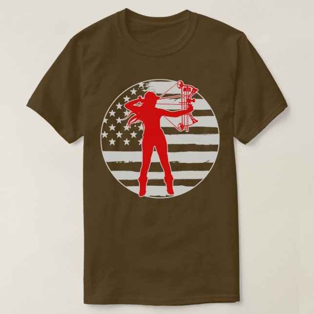 T-shirt Drapeau américain de tir à l'arc (Design devant)