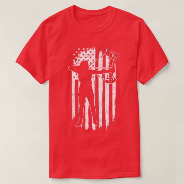 T-shirt Drapeau américain de tir à l'arc (Design devant)