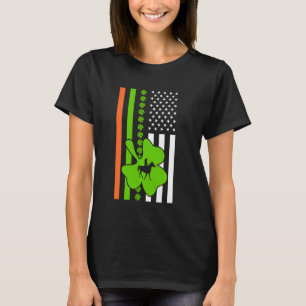 T-shirt Drapeau américain de trèfle irlandais fille équita