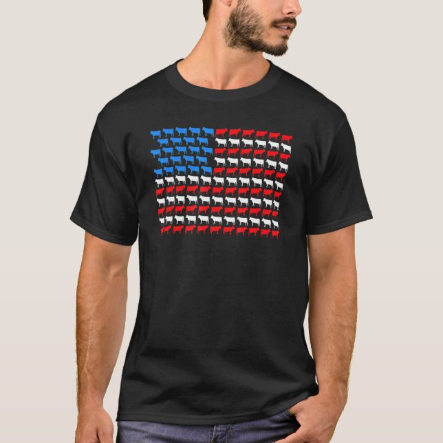 T-shirt Drapeau américain de vache 4 juillet Bovins fermie (Devant)