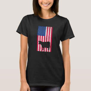 T-shirt Drapeau américain de vache 4 juillet fermier