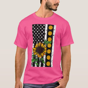 T-shirt Drapeau américain de volleyball Cool de tournesol