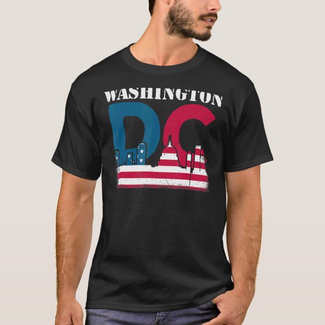 T-shirt Drapeau américain de Washington Dc Capitol Hill (Devant)