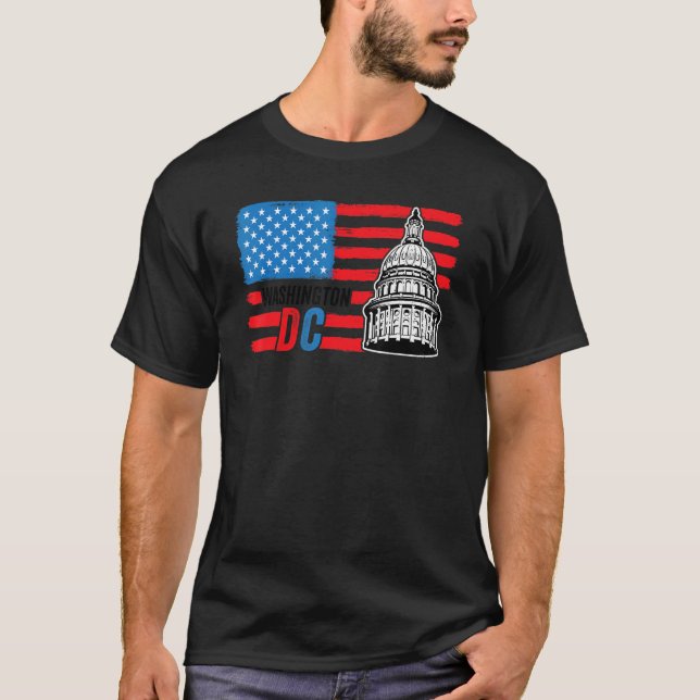 T-shirt Drapeau américain de Washington Dc Capitol Hill (Devant)