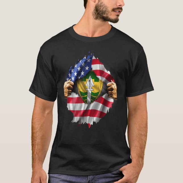 T-shirt Drapeau américain déchiré 43ème Police Militaire B (Devant)