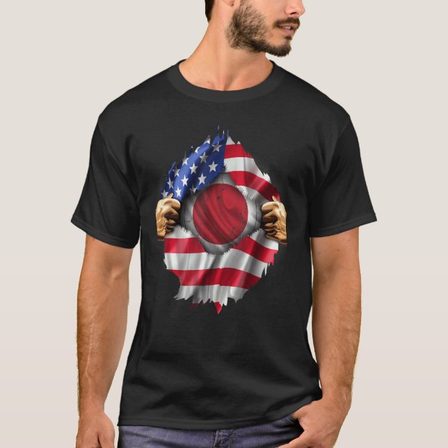 T-shirt Drapeau Américain Déchiré Caché 37e Brigade d'Infa (Devant)