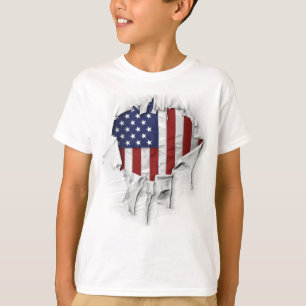 T-shirt Drapeau américain déchiré, déchiré et déchir