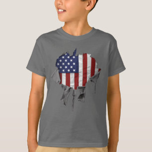 T-shirt Drapeau américain déchiré, déchiré et déchir