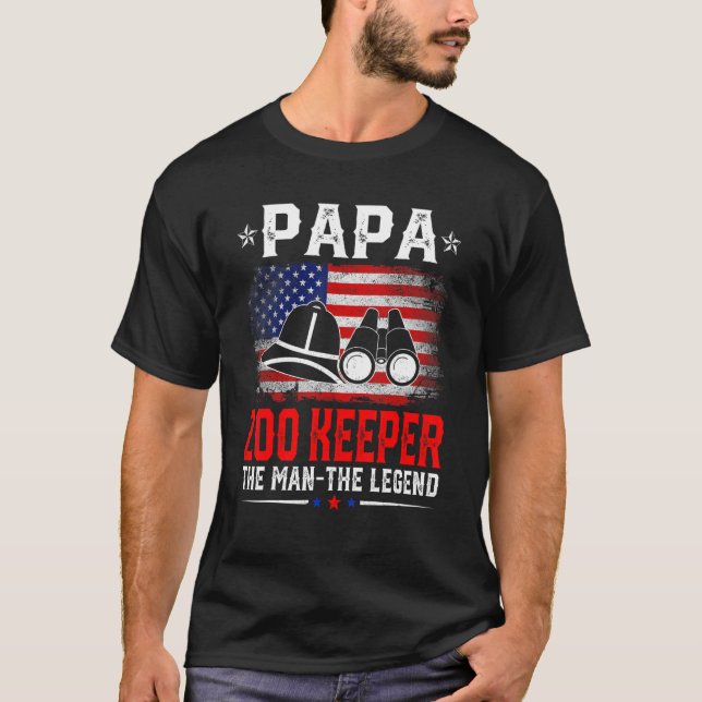 T-shirt Drapeau Américain Déchiré Papa Zoo Garder La Légen (Devant)