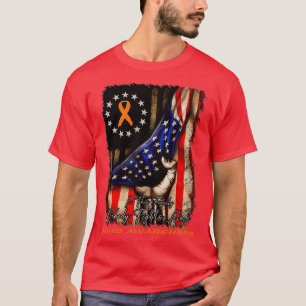 T-shirt Drapeau Américain Déchiré Personne ne combat seul