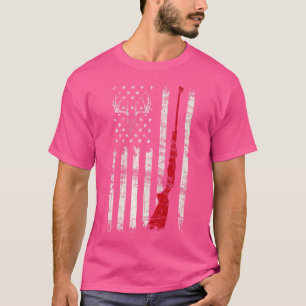 T-shirt Drapeau américain Deer Hunter Skull Rifle