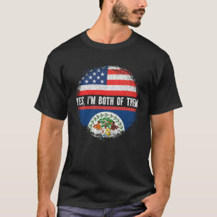 T-shirt Drapeau américain demi-bélizien Belize