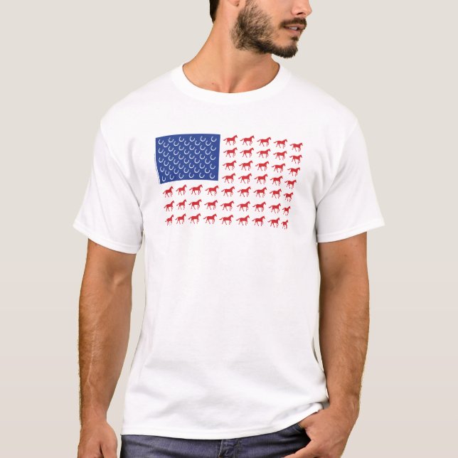 T-shirt Drapeau américain des chevaux patriotiques (Devant)