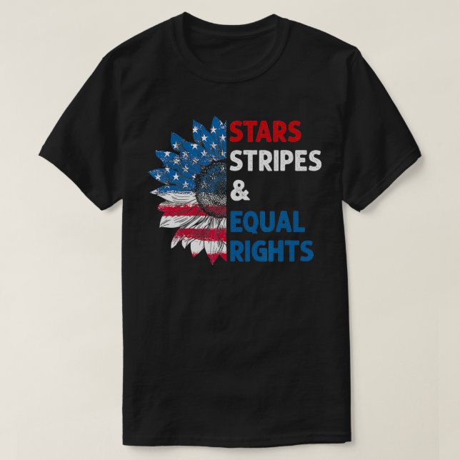 T-shirt Drapeau américain des étoiles féministes à égalité (Design devant)