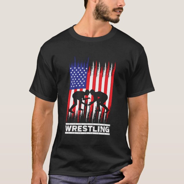 T-shirt Drapeau américain des supporters de lutte (Devant)
