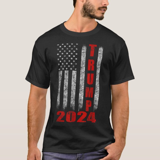 T-shirt Drapeau américain design Trump 2024 (Devant)