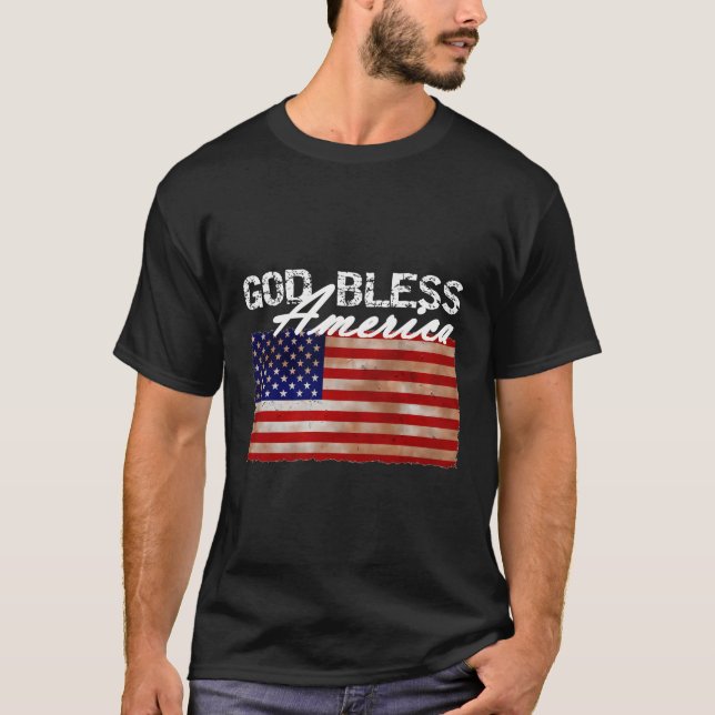 T-shirt Drapeau américain Dieu béni Amérique (Devant)