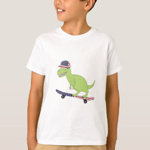 T-shirt Drapeau américain Dinosaure Skate