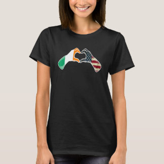 T-shirt Drapeau américain d'Irlande USA - Cœur irlandais a