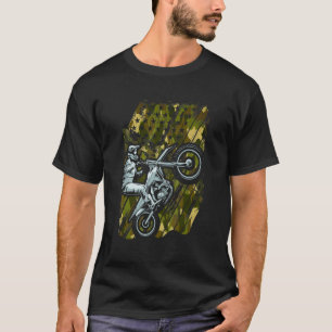 T-shirt Drapeau américain Dirt Vélo Motocross Camouflage