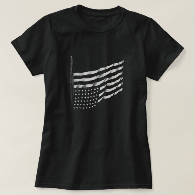 T-shirt Drapeau Américain Distress Vers Le Bas États-Unis (Design devant)