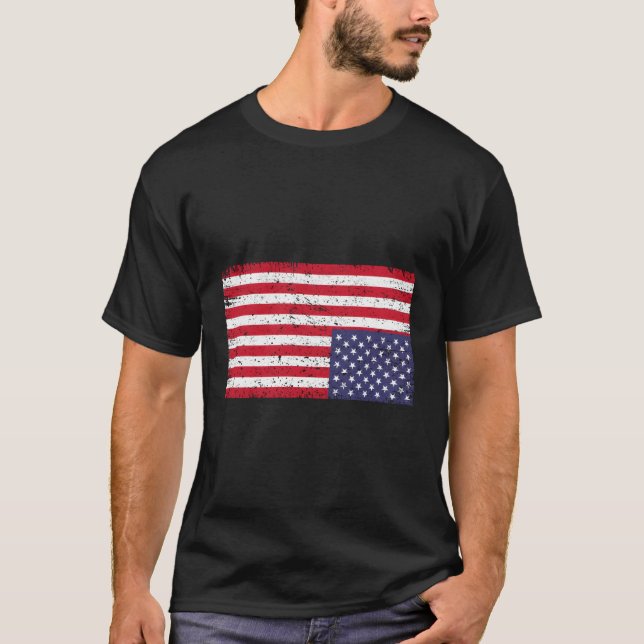T-shirt Drapeau Américain Distressé À L'Inverse Aux États- (Devant)