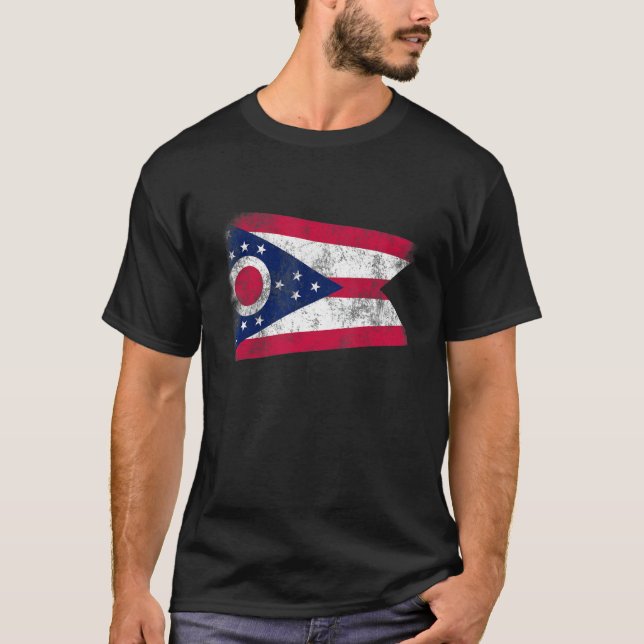 T-shirt Drapeau américain Distressed Drapeau d'État Ohio (Devant)