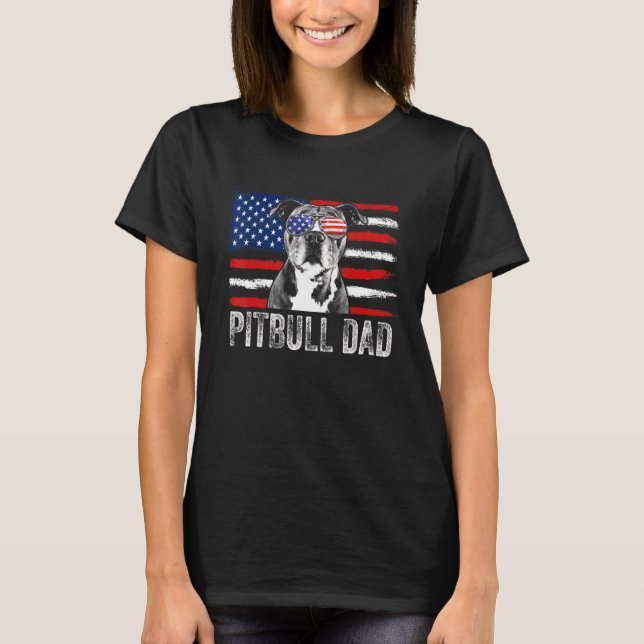 T-shirt Drapeau américain Drapeau 4 juillet Chien Fa (Devant)
