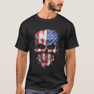 T-shirt Drapeau américain Drapeau américain Crâne