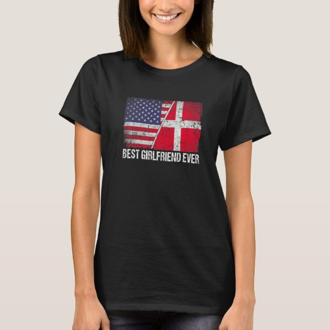 T-shirt Drapeau américain & Drapeau Danemark Meilleure ami (Devant)