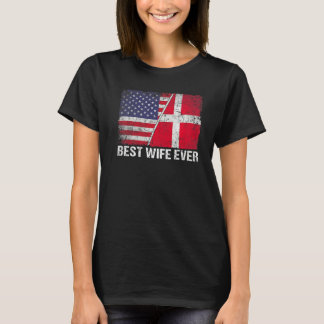 T-shirt Drapeau américain & Drapeau Danemark Meilleure fam