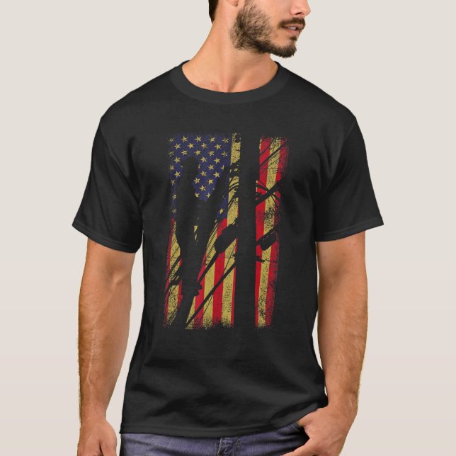 T-shirt Drapeau américain Drapeau électrique Li (Devant)