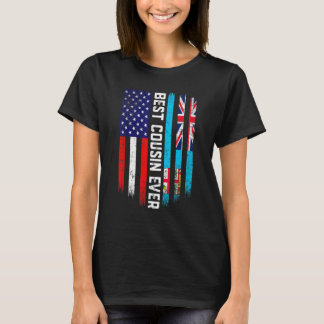 T-shirt Drapeau Américain & Drapeau Fidji Meilleure famill