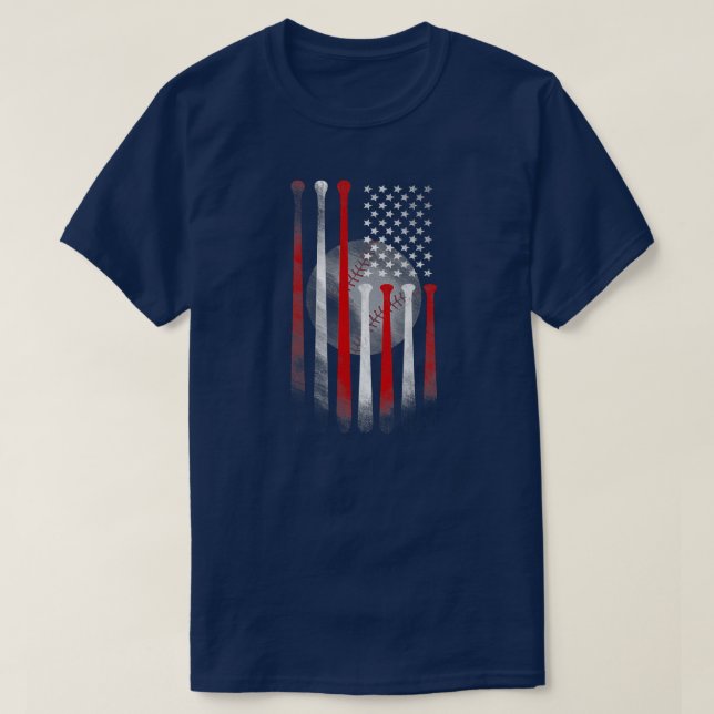 T-shirt Drapeau américain Drapeau Vintage Baseball Drapeau (Design devant)