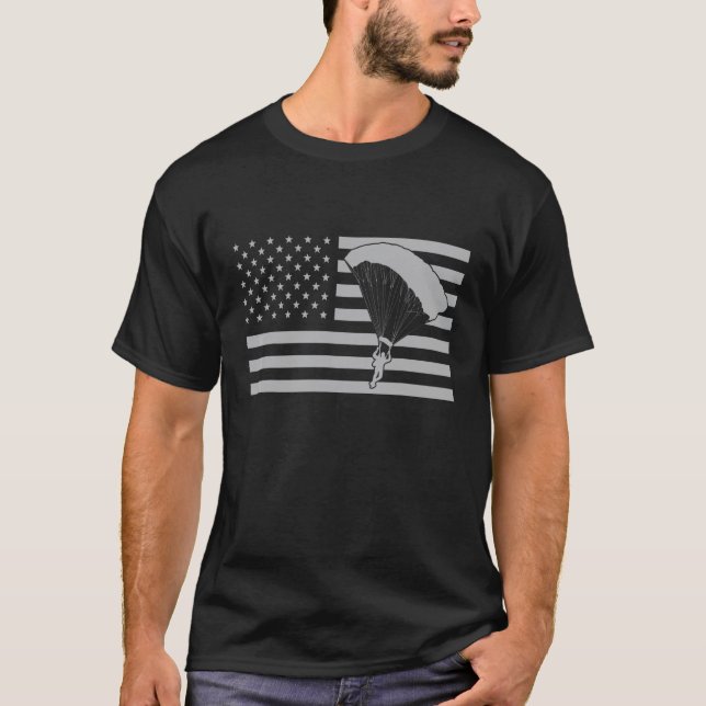 T-shirt Drapeau américain drôle de parachutisme  Drapeau a (Devant)