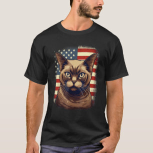 T-shirt Drapeau américain du 4 juillet chat birman 1