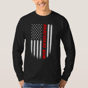 T-shirt Drapeau Américain du 4 Juillet Développeur Web Hom