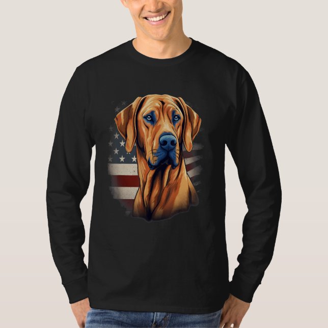 T-shirt Drapeau américain du 4 juillet Rhodesian Ridgeback (Devant)
