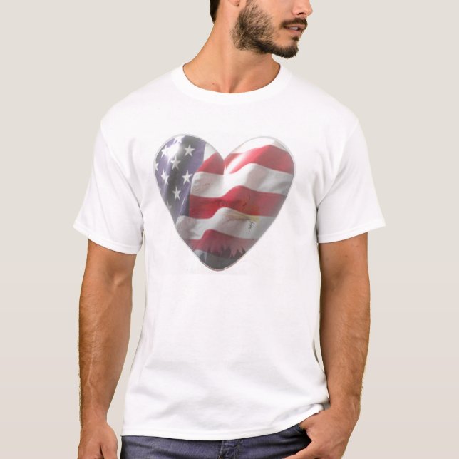 T-shirt Drapeau américain du coeur 3D (Devant)
